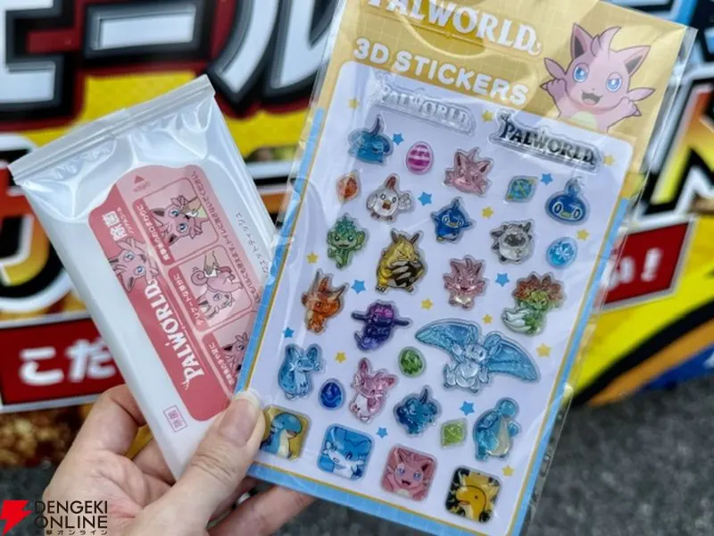 Palworld character sticker sheet and packaged Tokyo Game Show 2026 giveaway photographed at the event