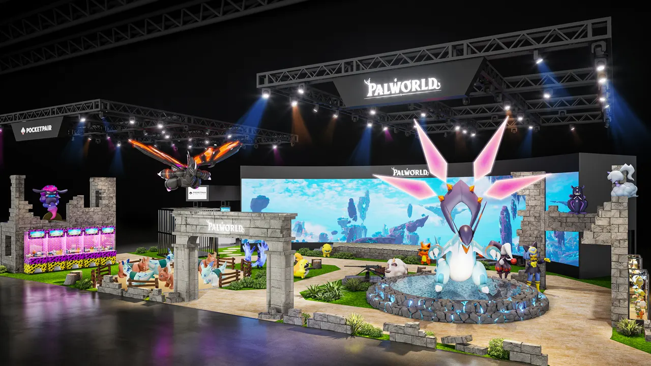 Pocketpair Palworld booth plan for Tokyo Game Show 2026 with a moving Jetragon and life-size Pals