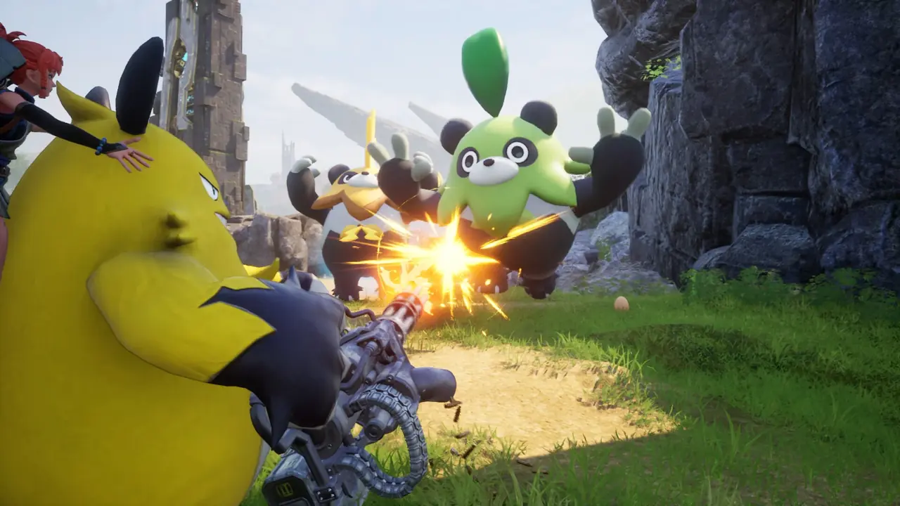 Player and Pals battling wild creatures before a Palworld capture attempt