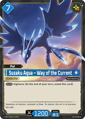Suzaku Aqua ETD01-017TSR — official Palworld TCG card